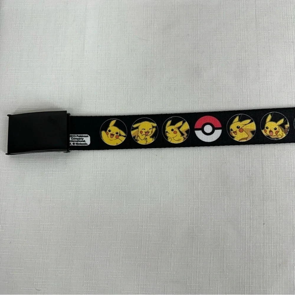 Nintendo x Buckle Down Pokemon Size Large Pikachu Black Adjustable Belt